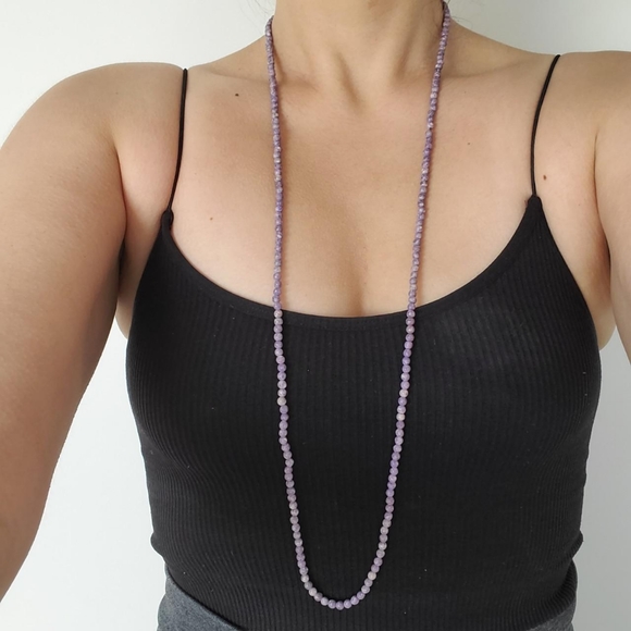 Vintage Jewelry - Vintage Handmade Bohemian Purple Stone Necklace